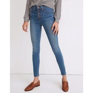 Madewell | Women's Blue Button Front 10" High Rise Waist Skinny Jeans Size 26